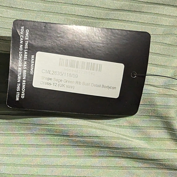 Plus Sage Green Rib Bust Detail Bodycon Dress size 8. Never worn with tag# - Picture 4 of 4